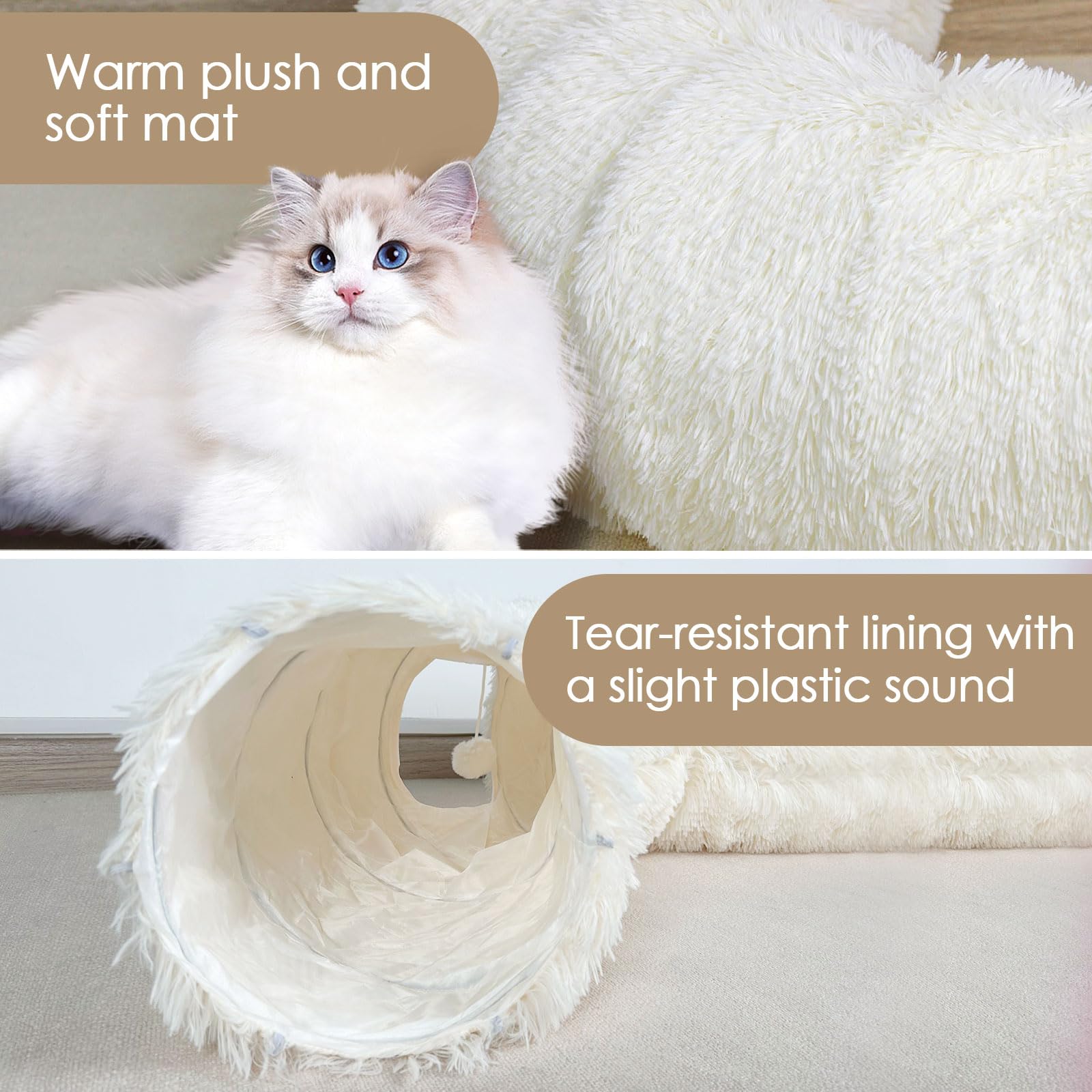 Baseola Cat Tunnel Bed entrance demonstrates spacious access for larger pets.