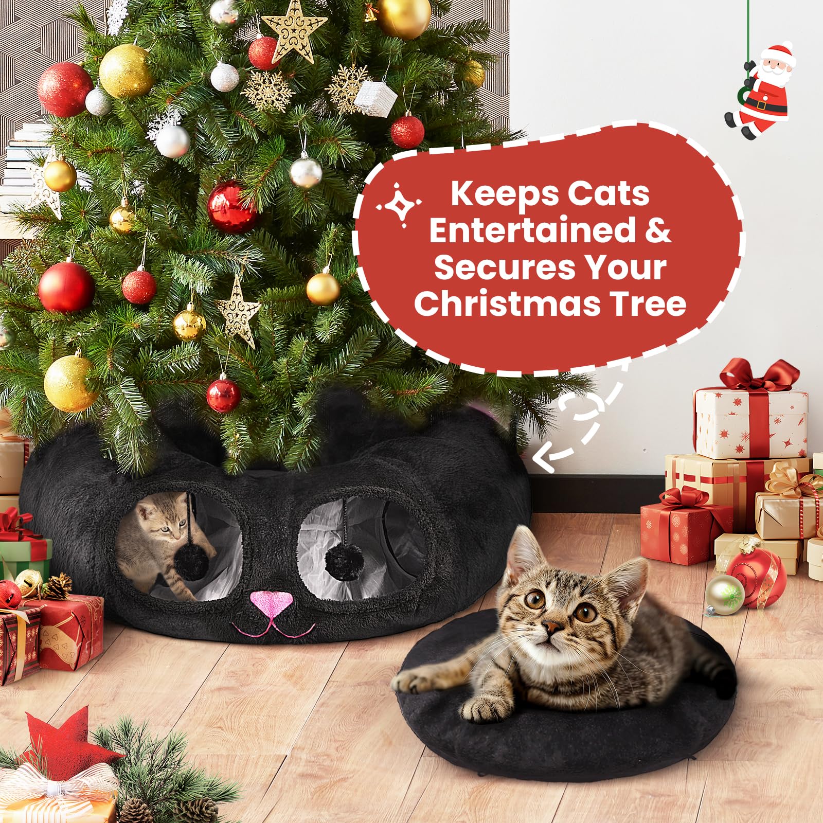 Baseola cat tunnel bed exit toy adds interactive play at the tunnel opening