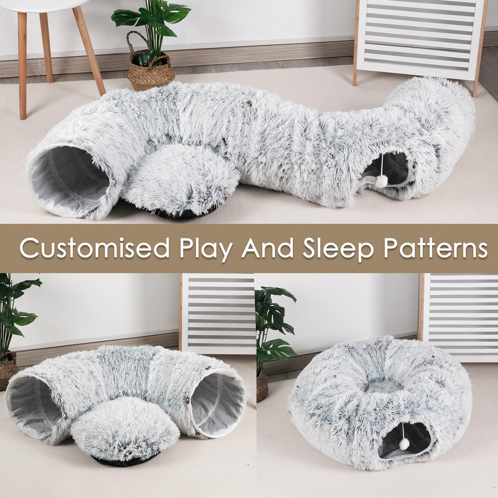 Baseola cat tunnel bed family-play-ready for kittens, puppies, and small rabbits.
