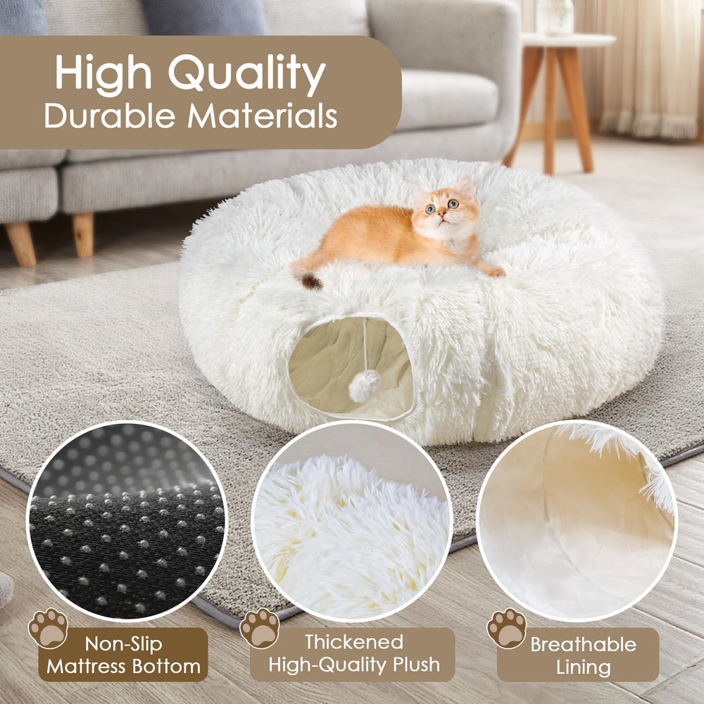 Baseola Cat Tunnel Bed metal frame detail emphasizes stability during play sessions.