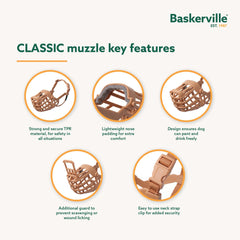 Baskerville Classic Basket Muzzle dog panting on a walk for comfort