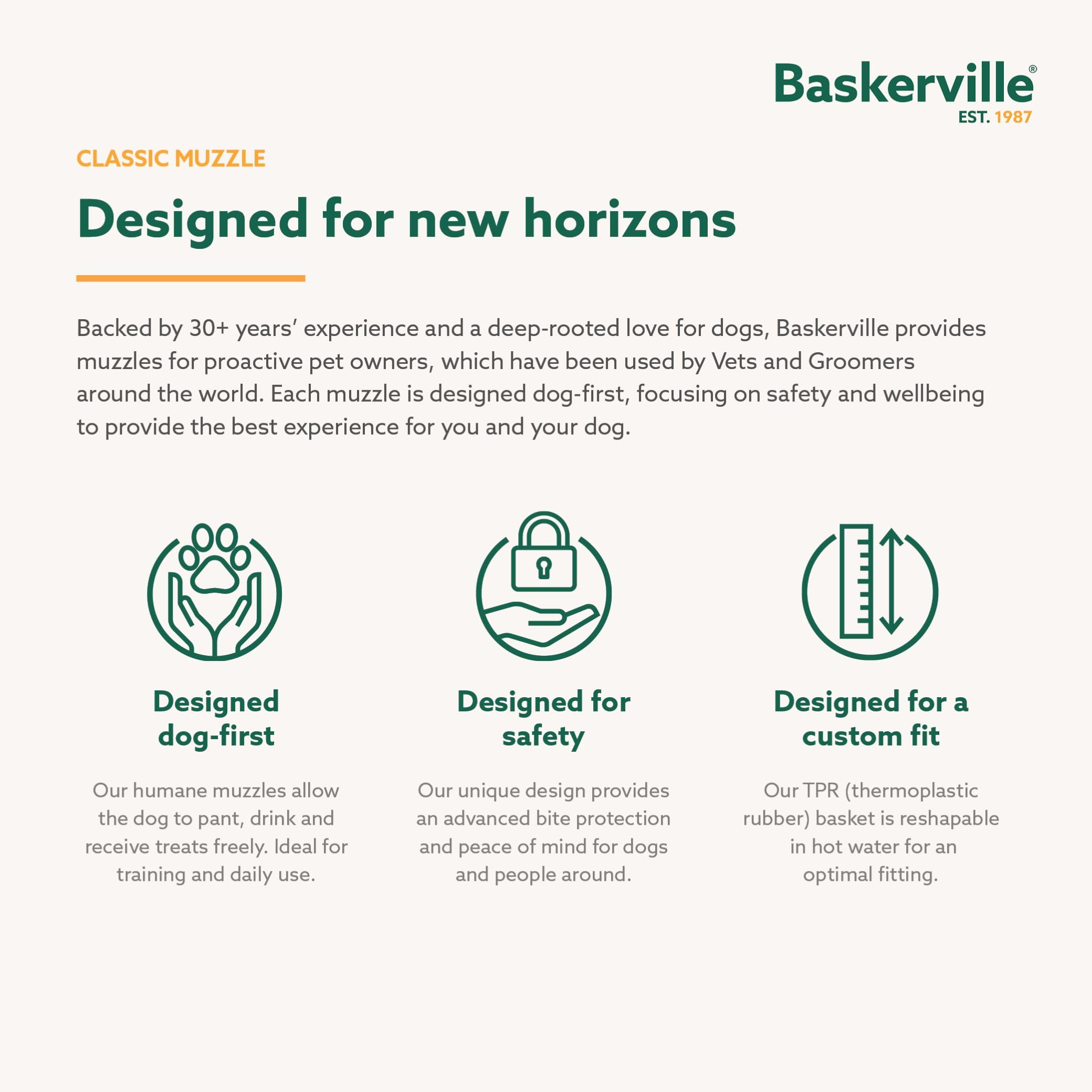 Baskerville Classic Basket Muzzle secure neck strap in use
