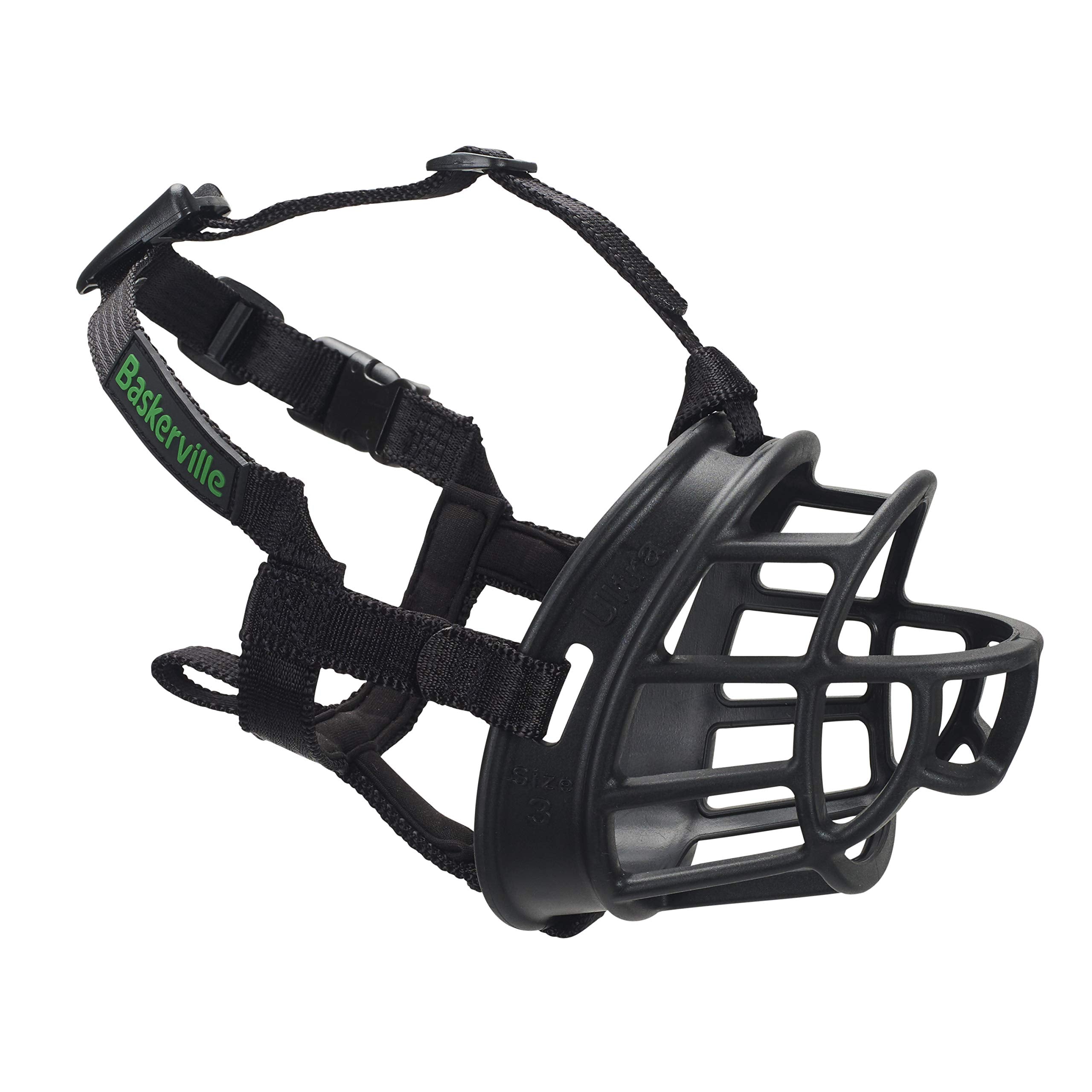 Baskerville Ultra Muzzle face closeup demonstrates breathable, comfortable design for daily walks.