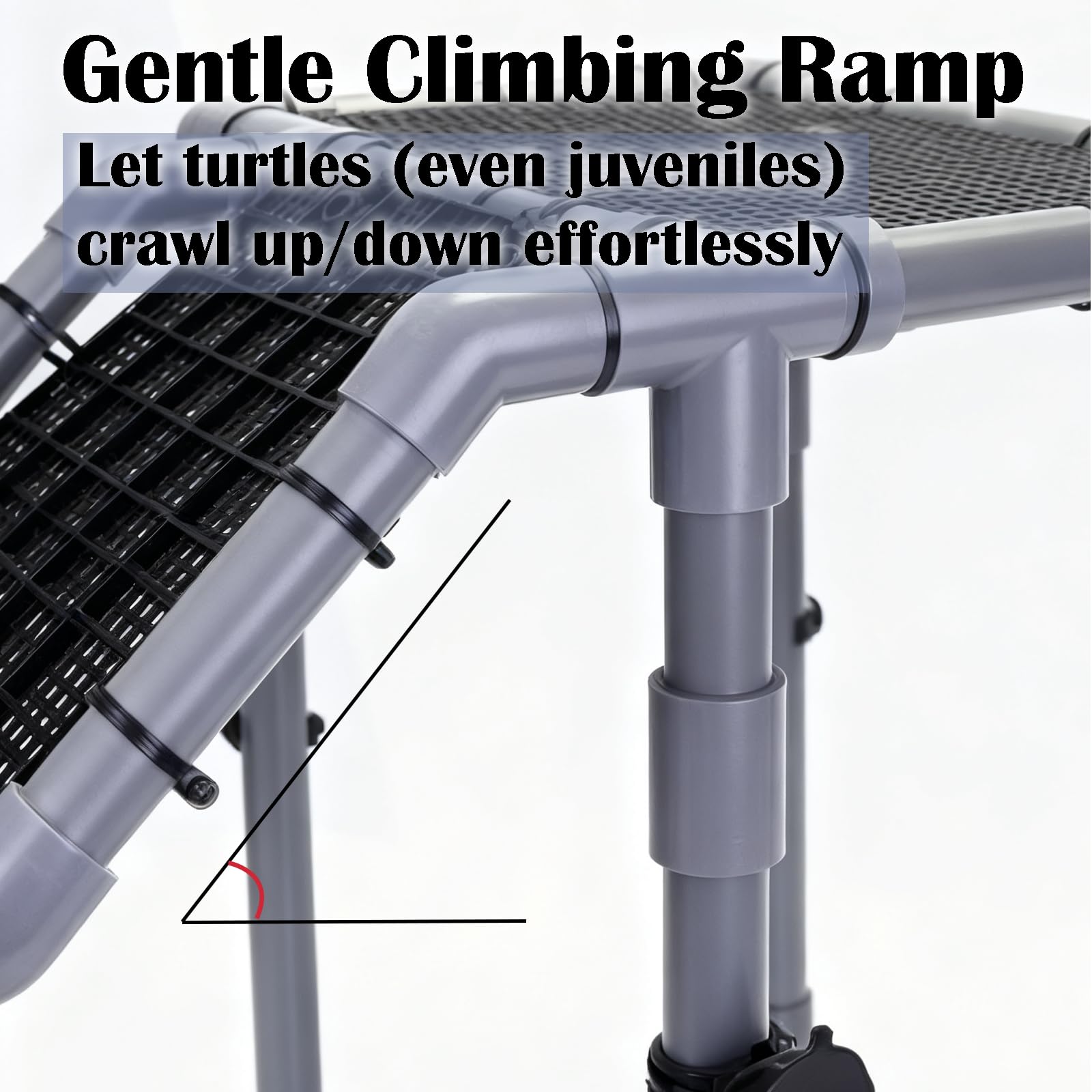 Battbeyle Turtle Basking Platform height-adjustable stand adapts to water level.