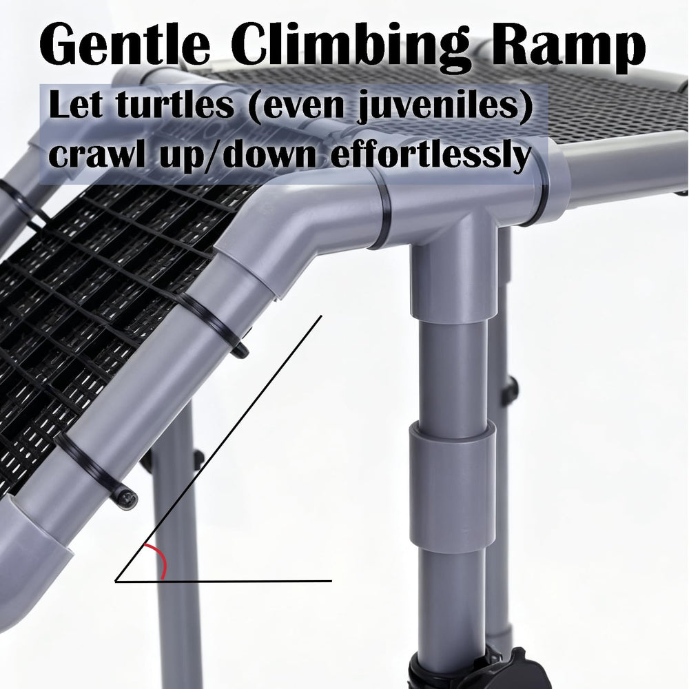 Battbeyle Turtle Basking Platform height-adjustable stand adapts to water level.