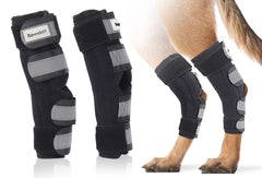 Bawektrl dog hock brace side view provides rear-leg stabilization during activity