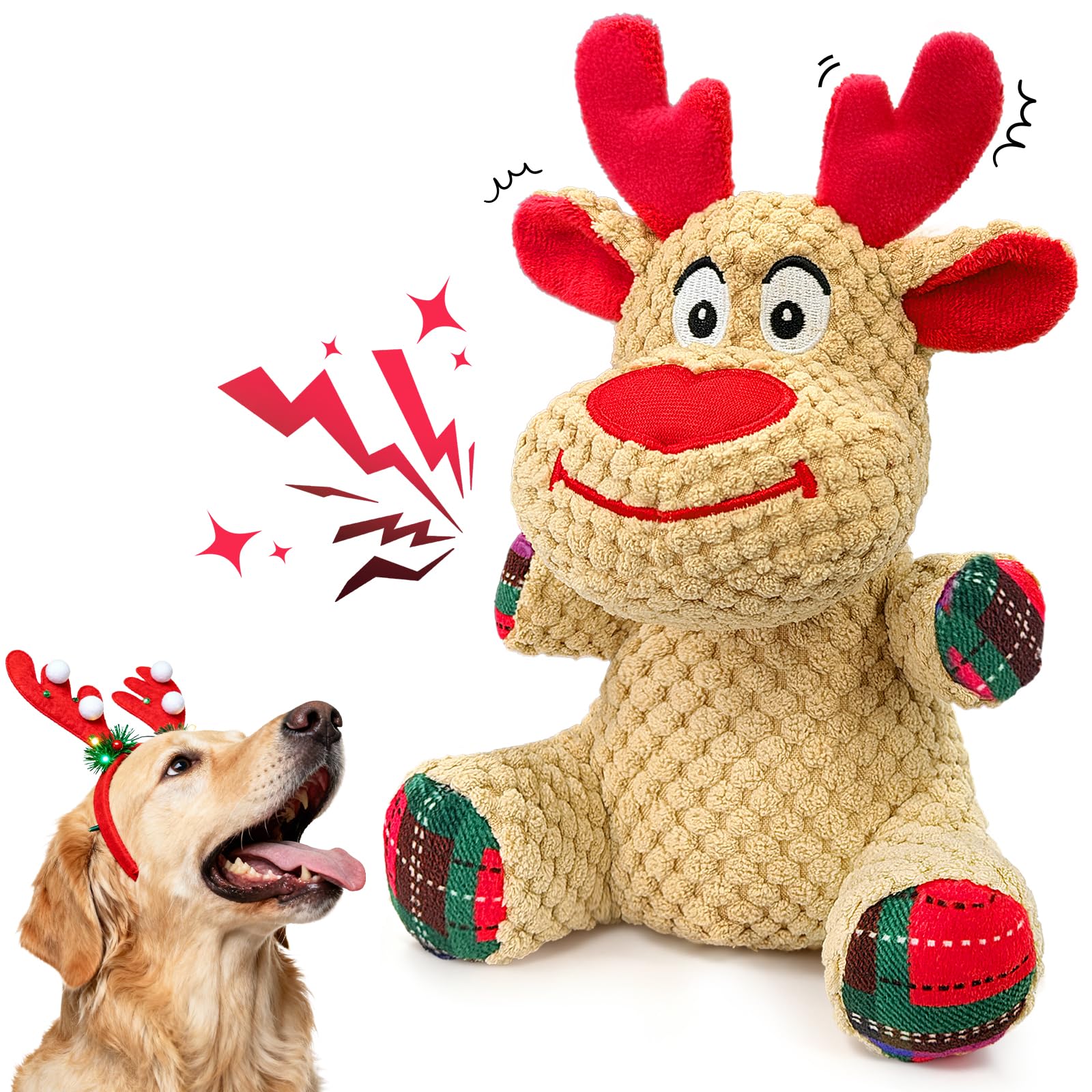 BBeary Christmas reindeer patchwork dressed toy for cozy holiday playtime