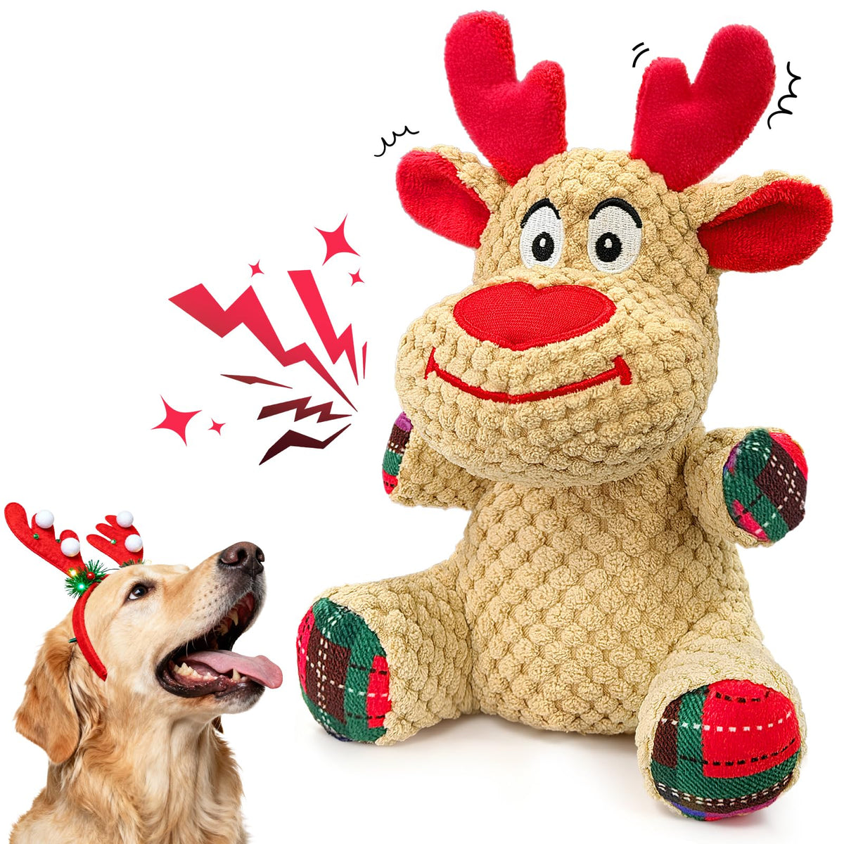 BBeary Christmas reindeer patchwork dressed toy for cozy holiday playtime