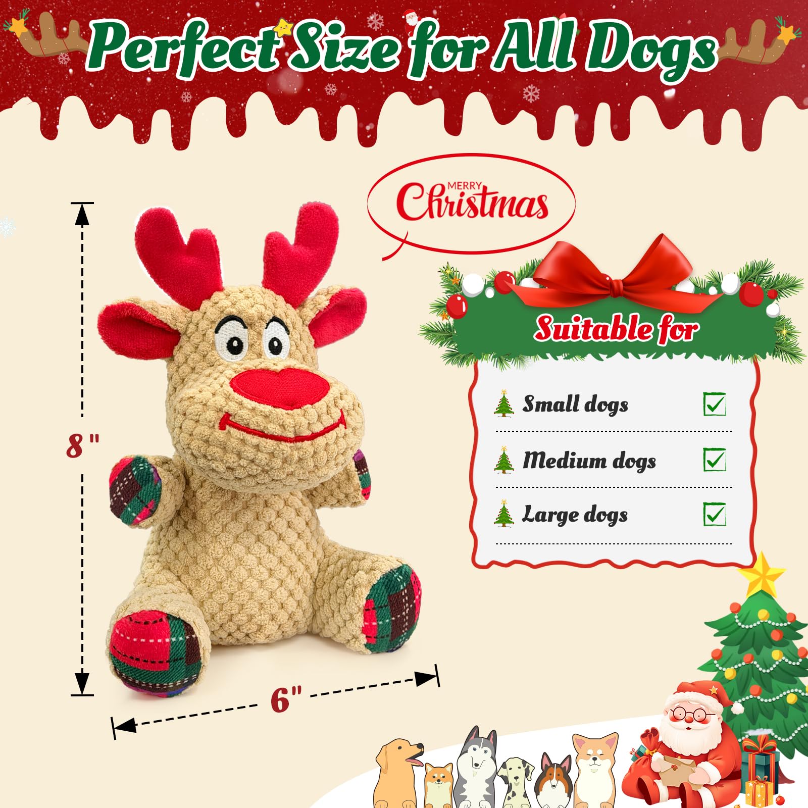 BBeary plush reindeer with soft fabric supports gentle chewing