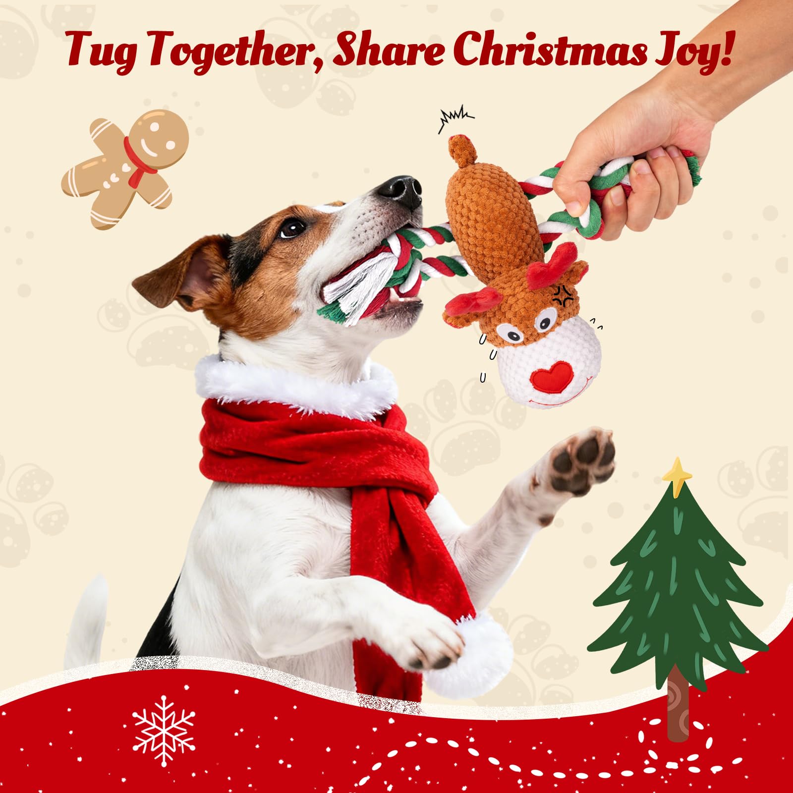 BBeary Christmas dog toy easy-clean-fabric makes cleanup quick after festive play.