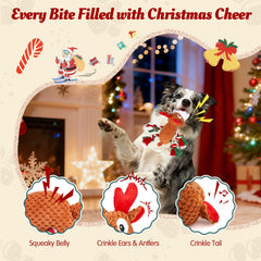 BBeary Christmas dog toy plush-texture shows soft fabric ideal for gentle chewing sessions.