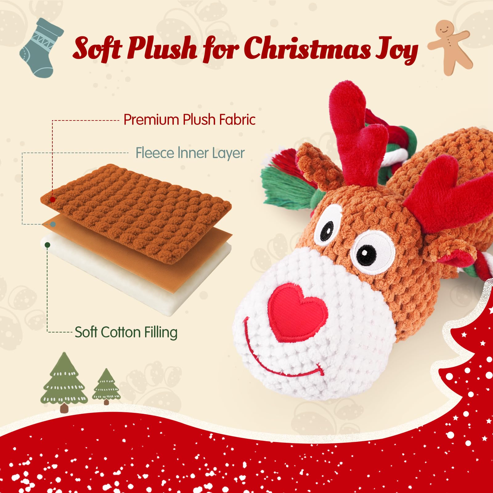 BBeary Christmas dog toy tug-cotton-rope supports interactive games and bonding with pets.