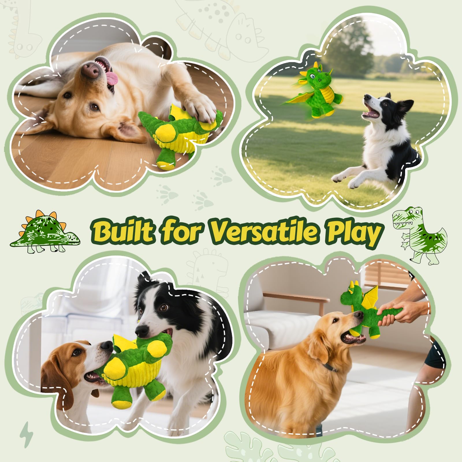 BBeary dragon in action for safe, interactive dog entertainment.
