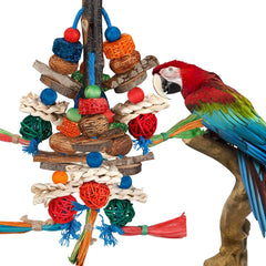 BBjinronjy bird chew toy assembly showing engaging natural materials for safe chewing