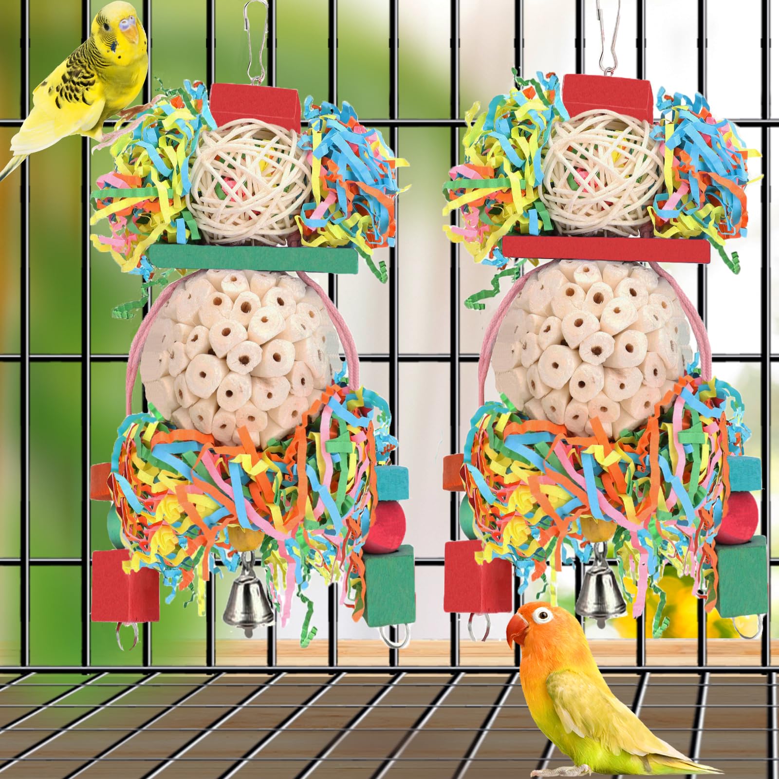 BBjinronjy bird toy cage installation shows easy setup and safe hanging.