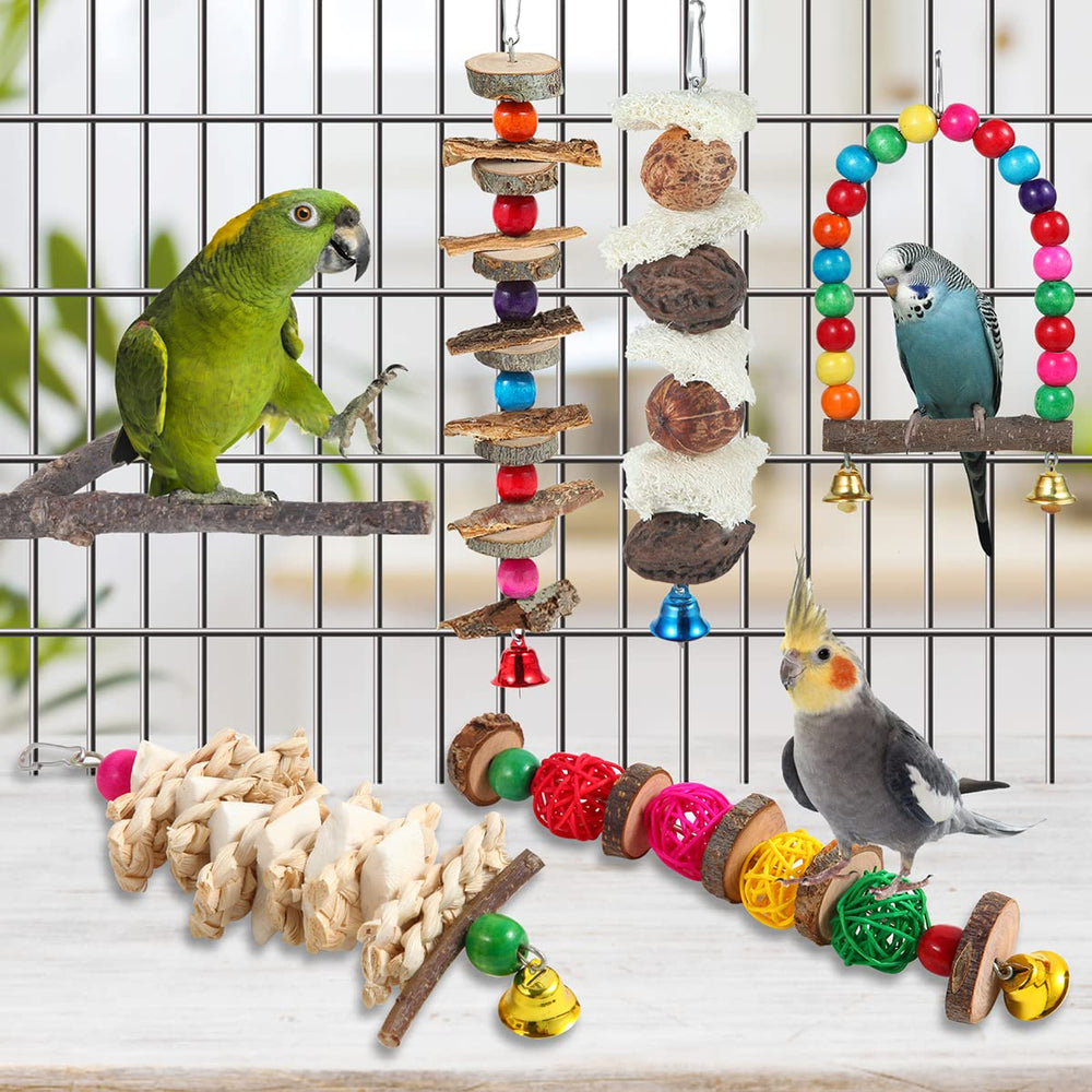 BBjinronjy Bird Toy with nuts and wicker textures encourages foraging play.