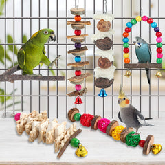 BBjinronjy Bird Toy with nuts and wicker textures encourages foraging play.