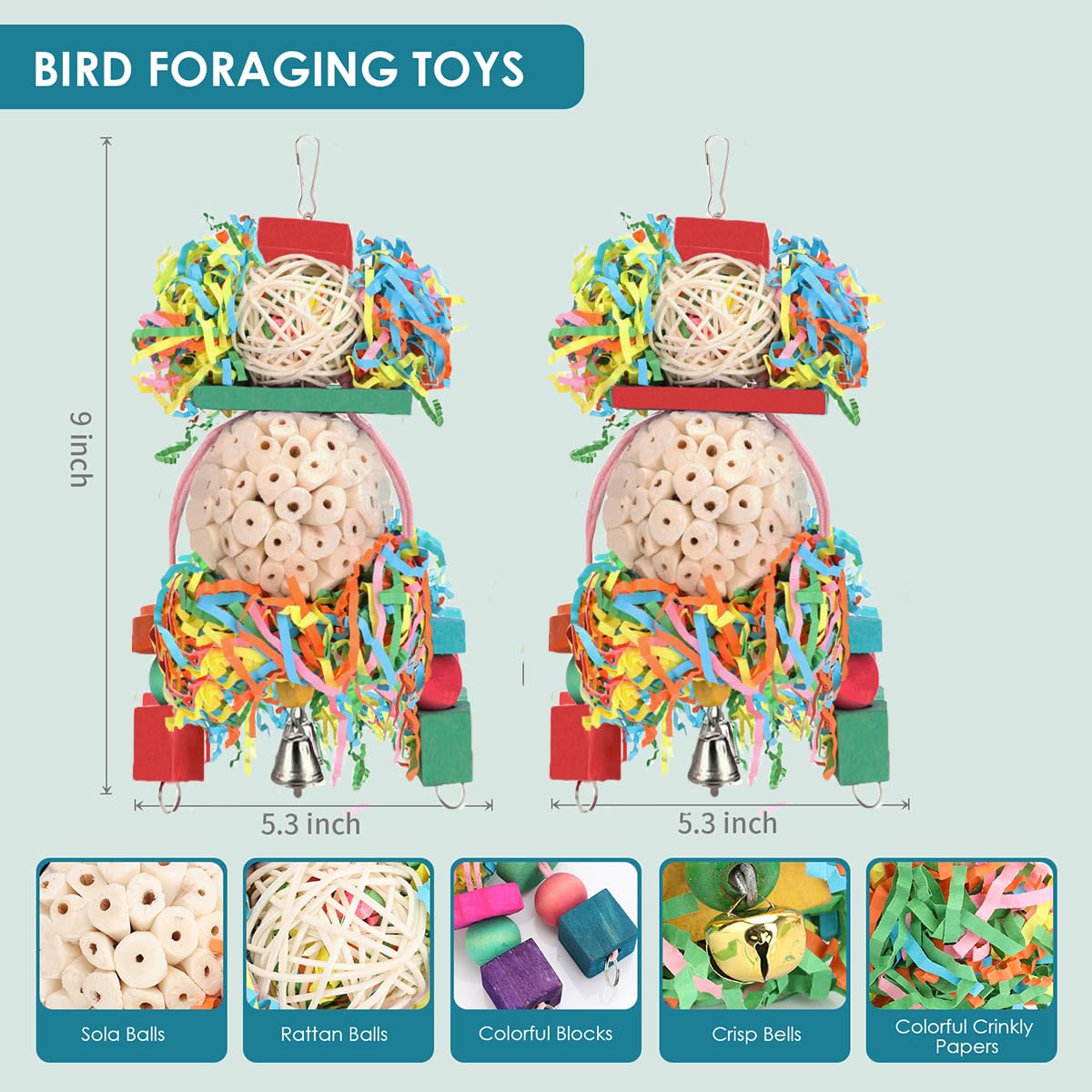 BBjinronjy foraging ball setup in cage encourages exploration and foraging.