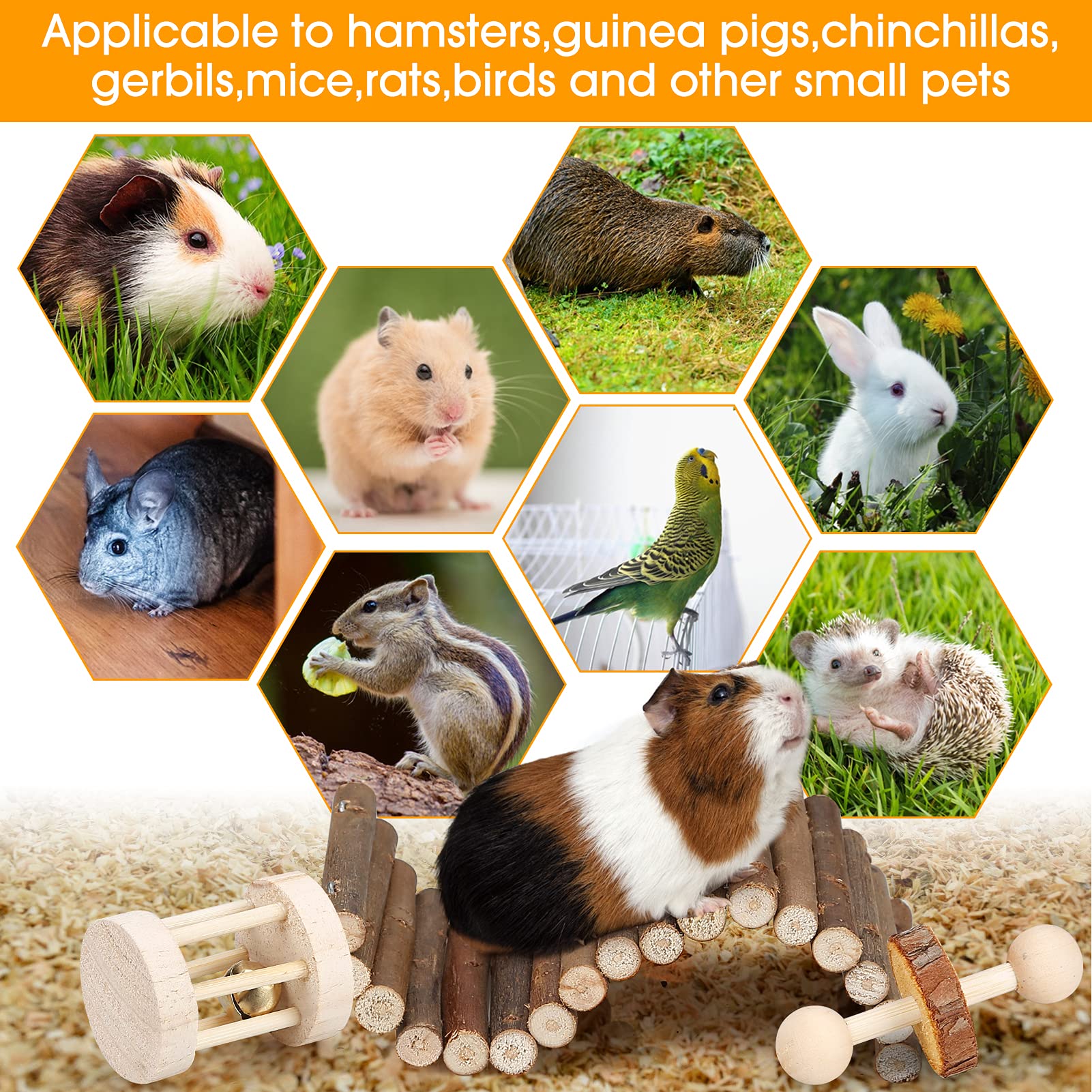 BBjinronjy hamster chew toys apple-branch-molar-string promotes natural chewing.
