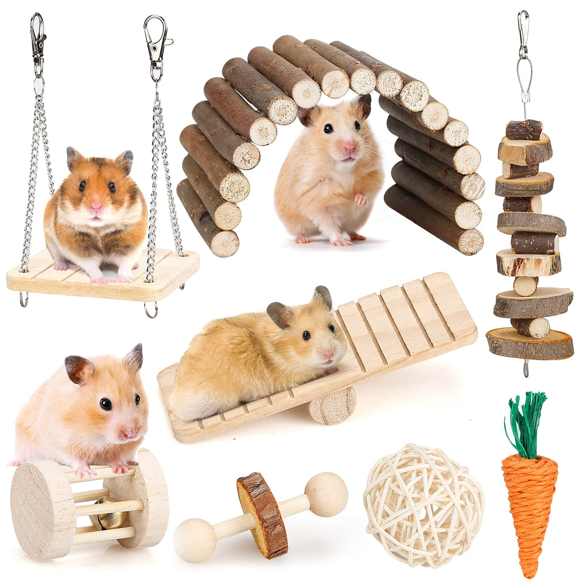 BBjinronjy hamster chew toys seesaw-bridge provides enrichment and healthy teeth wear.