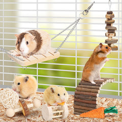 BBjinronjy hamster chew toys wooden-ladder-bridge encourages climbing and exercise.