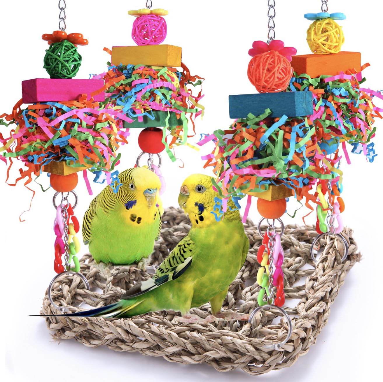 BBjinronjy parakeet toys seagrass hammock for engaging, safe playtime