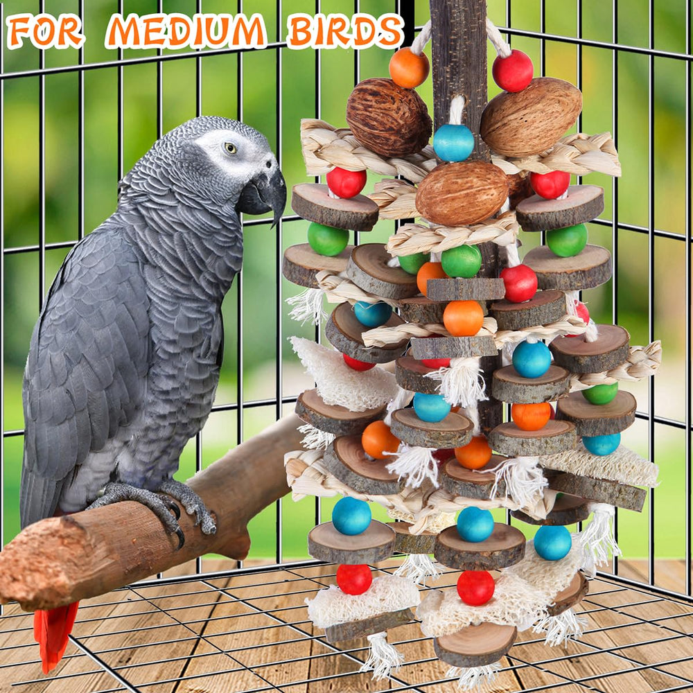 BBjinronjy parrot toy apple wood blocks for natural chewing and tail-friendly play