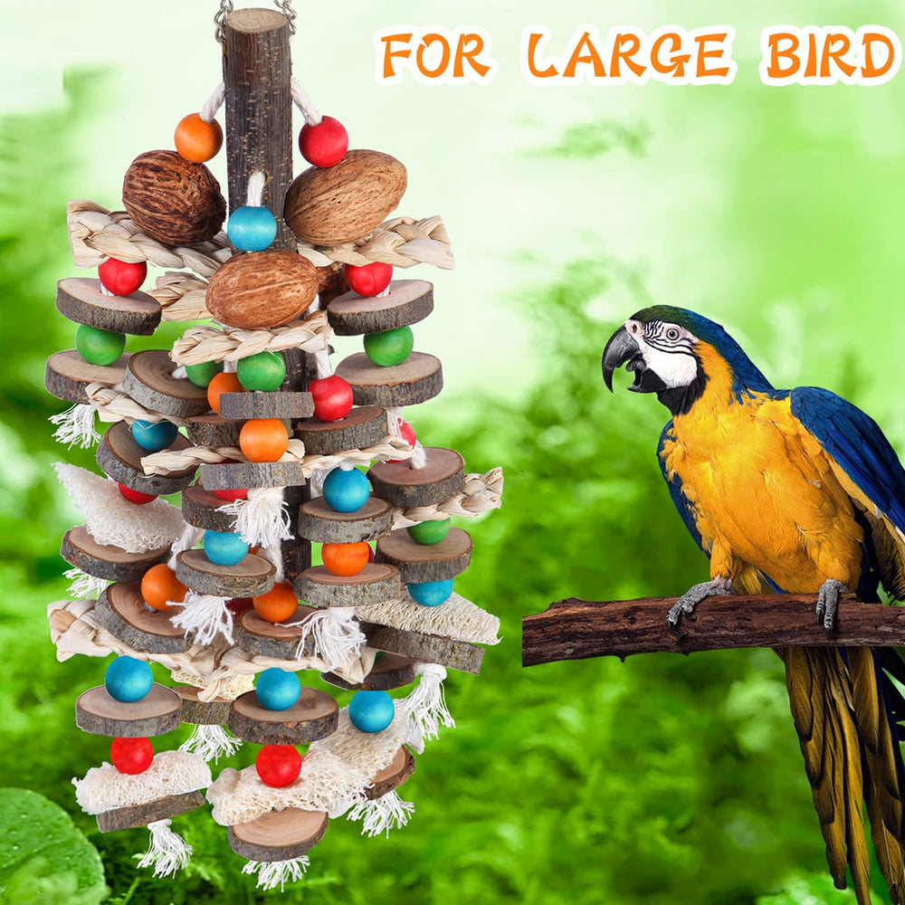 BBjinronjy parrot toy colorful wood beads for playful shredding and beak coordination
