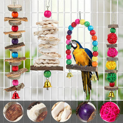 BBjinronjy Wooden perch stand supports exercise and beak-friendly play for birds.