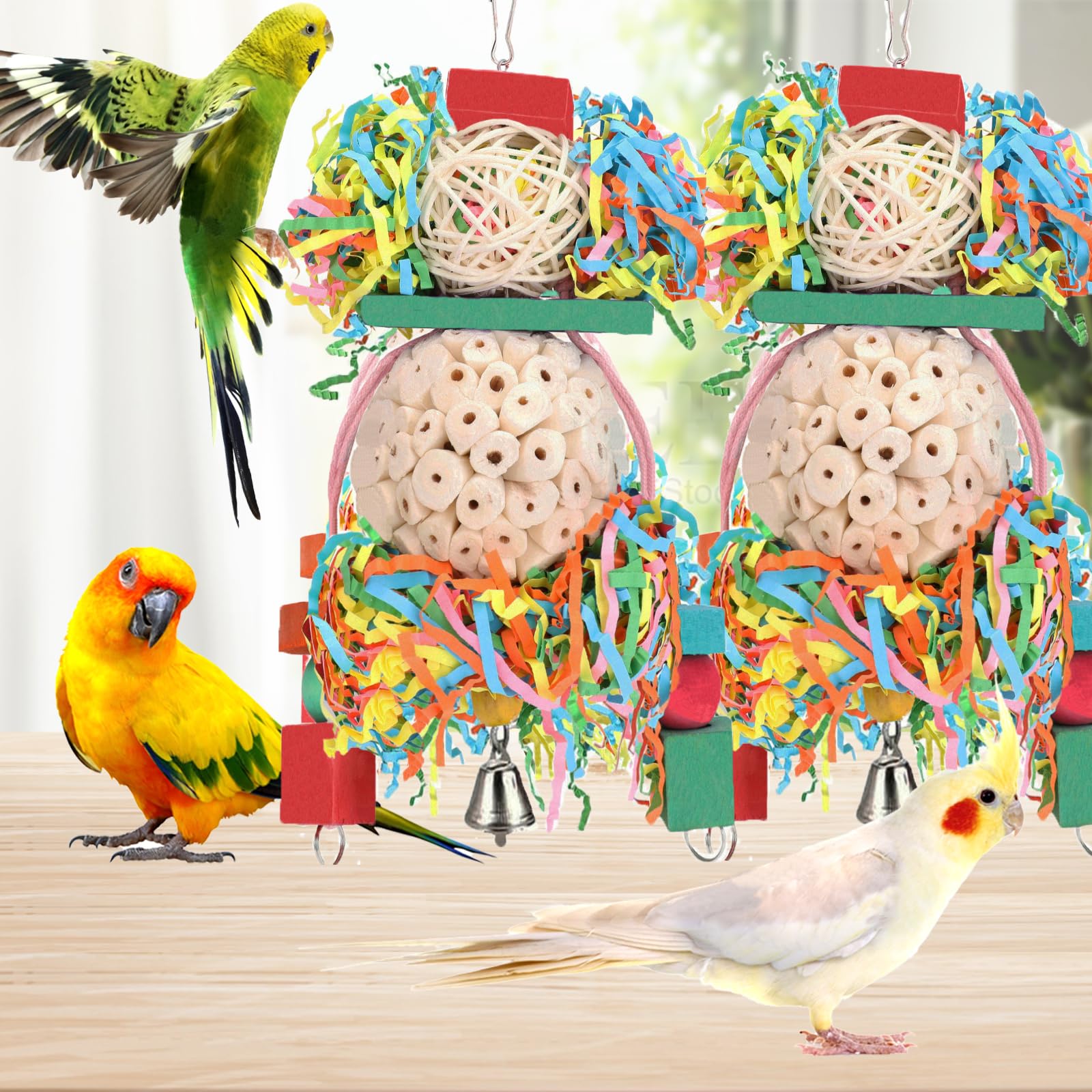 BBjinronjy sola ball beak-chew action during playtime and mental stimulation.