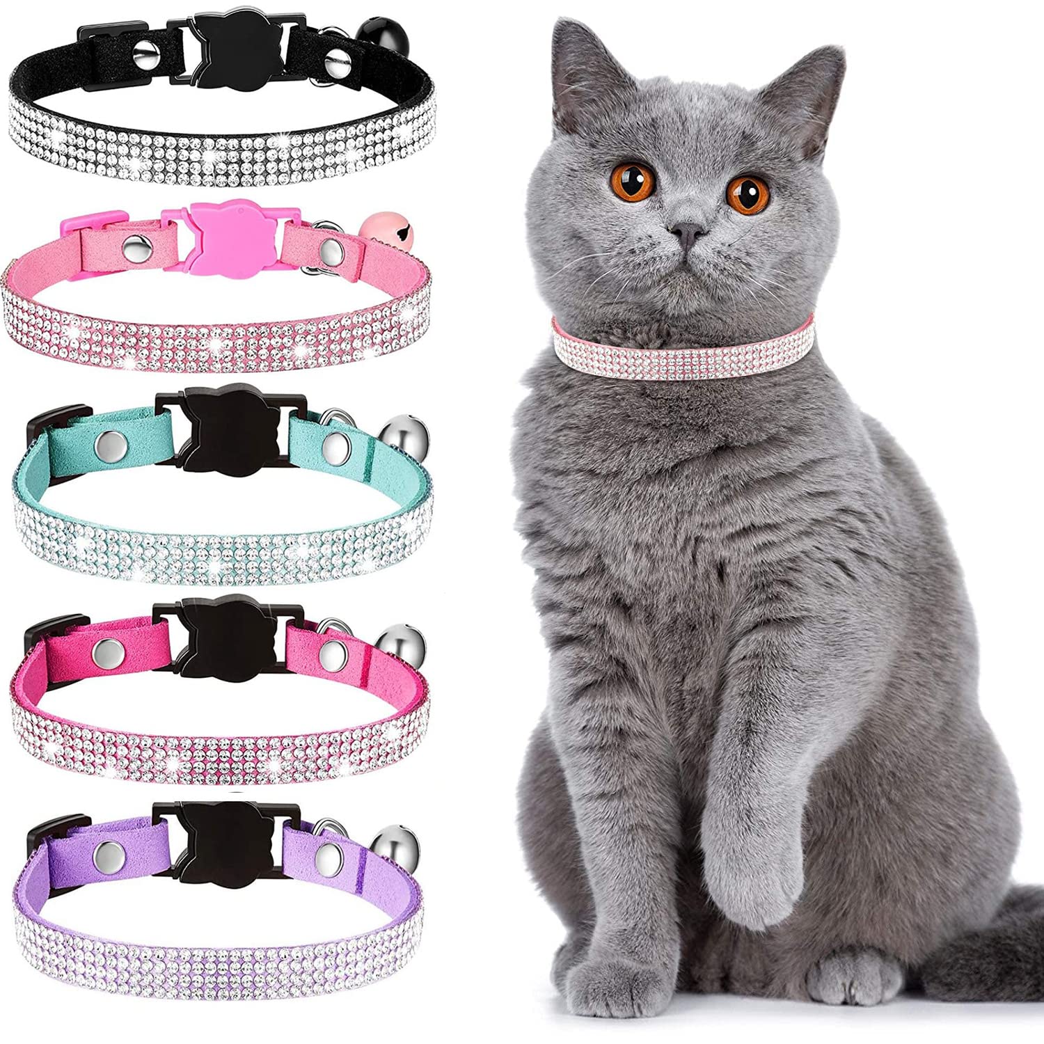 Bbmmayy cat collar rhinestone flower close-up highlights feminine style and sparkle.
