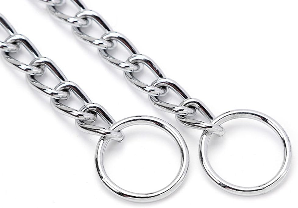 Bbmmayy choke chain secure-ring detail underlines dependable leash connection.