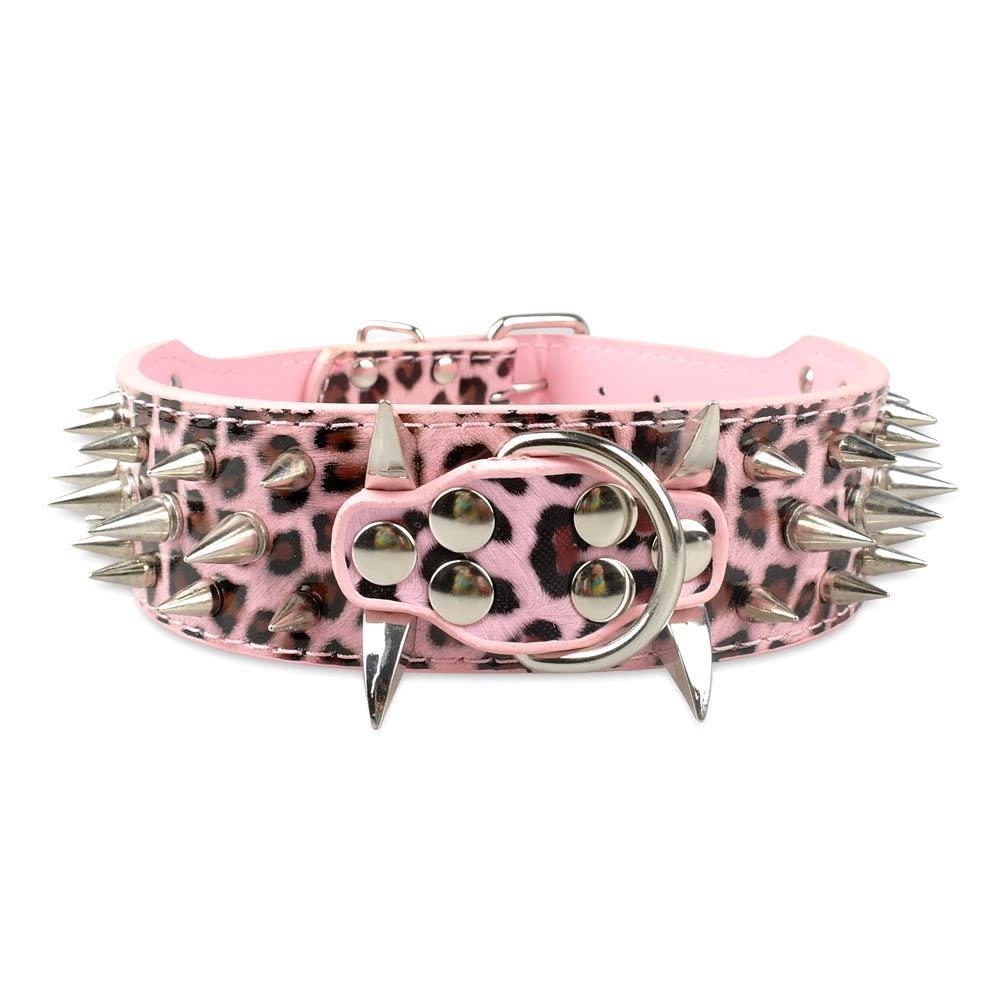 Bbmmayy Leather Dog Collar spiked closeup showing protective design for daily walks
