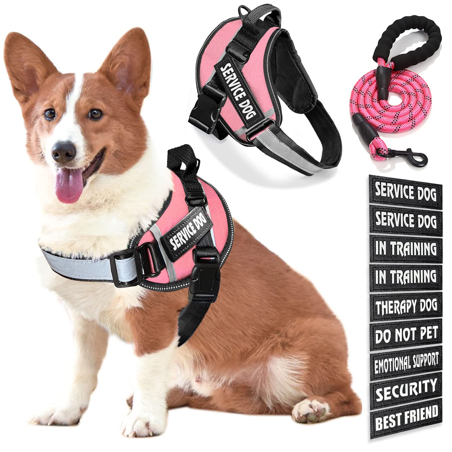 Bcadem service dog vest back handle for controlled outdoor outings
