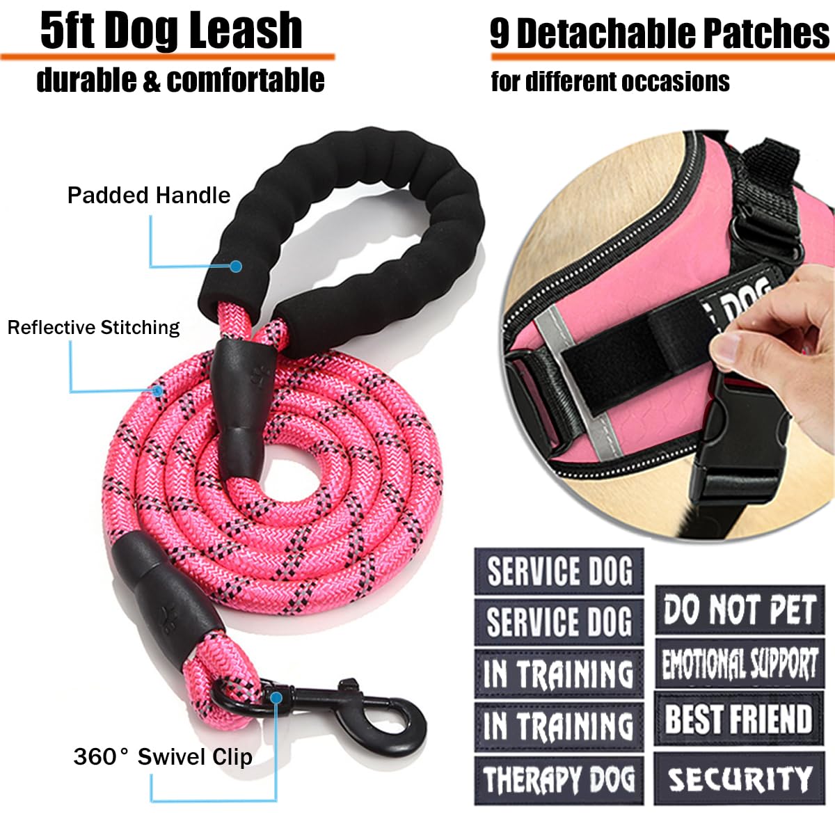 Bcadem service dog vest no pull chest clip helps reduce pulling during walks