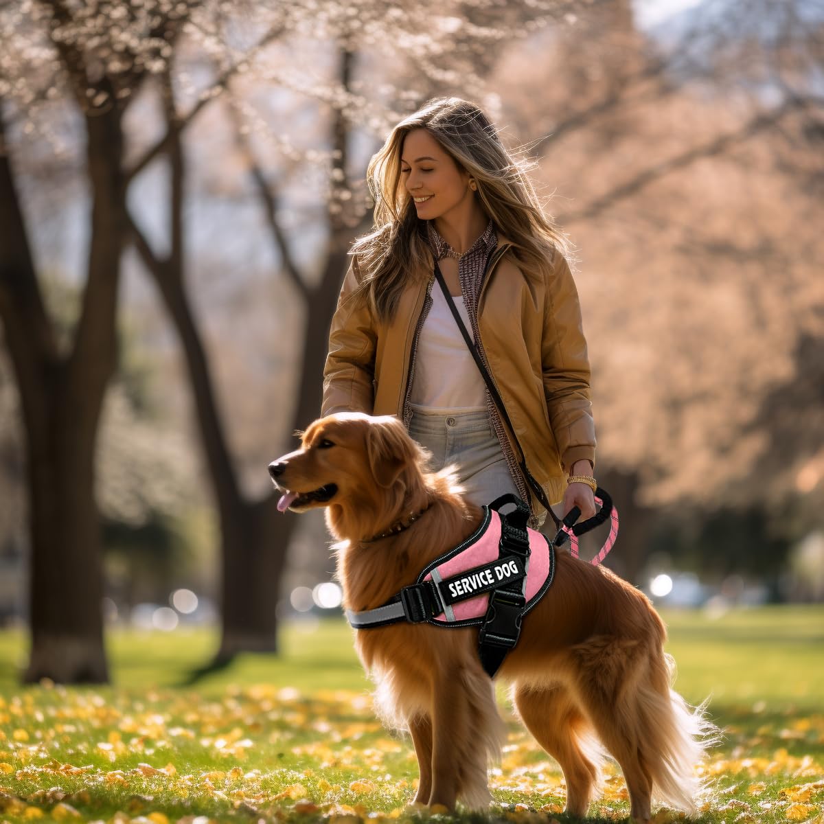 Bcadem service dog vest reflective straps for night visibility