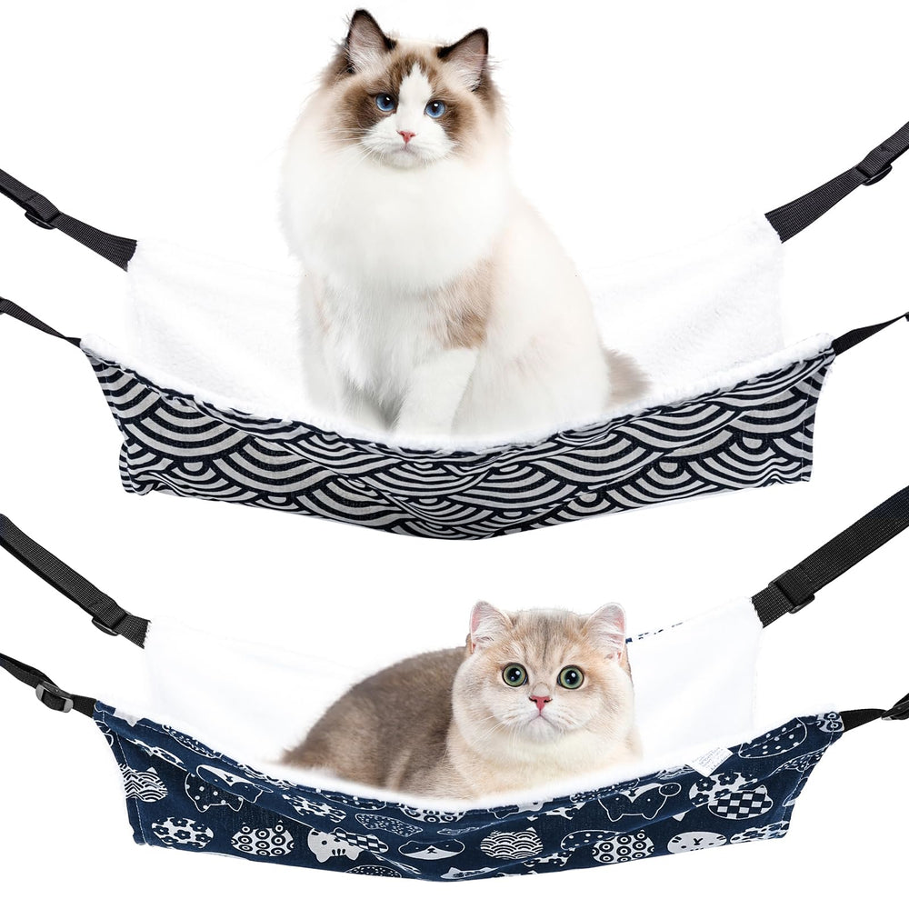 BCHARYA cat hammock two-pack patterns in cage for cozy resting
