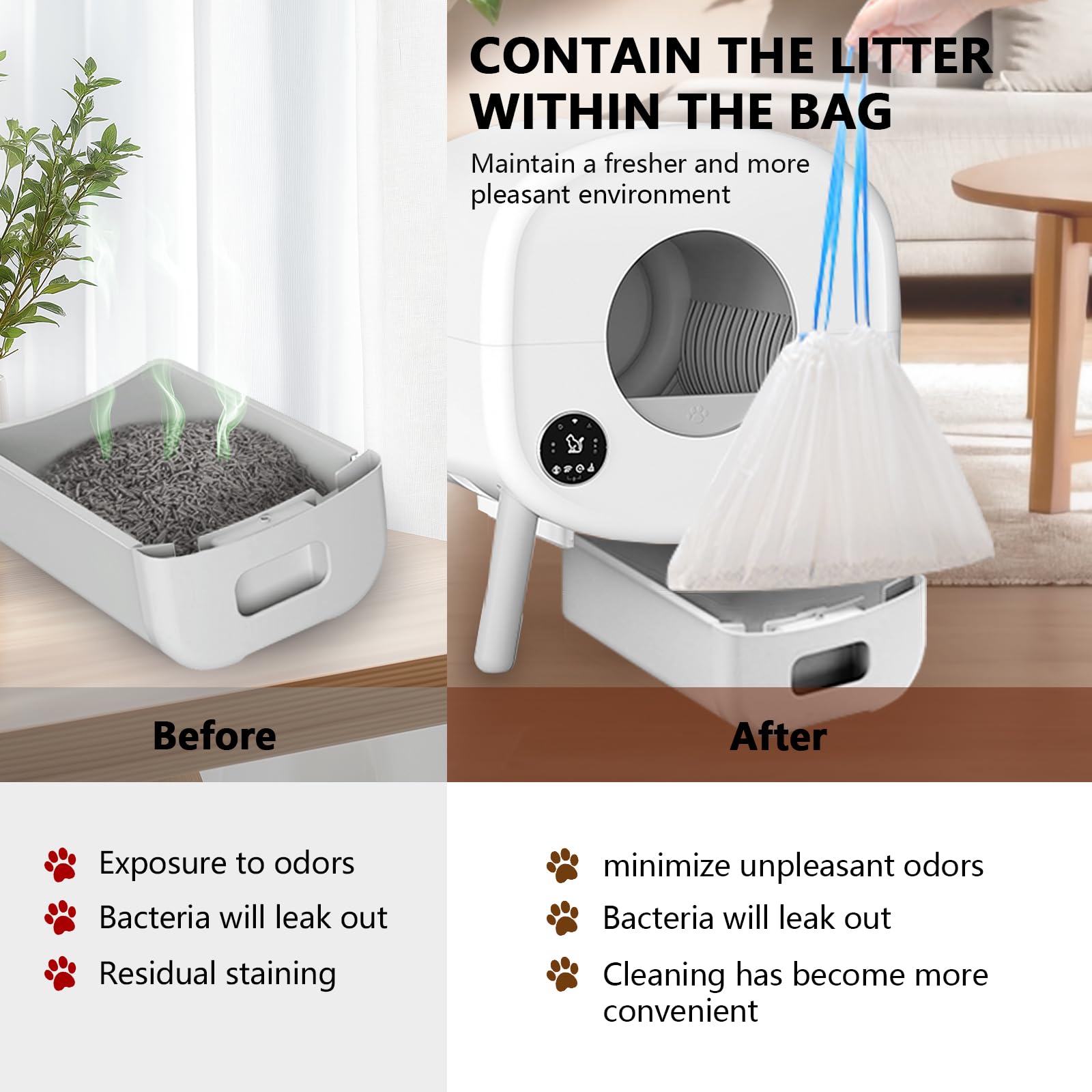 BCHARYA odor-control litter bag pack keeps living spaces fresher