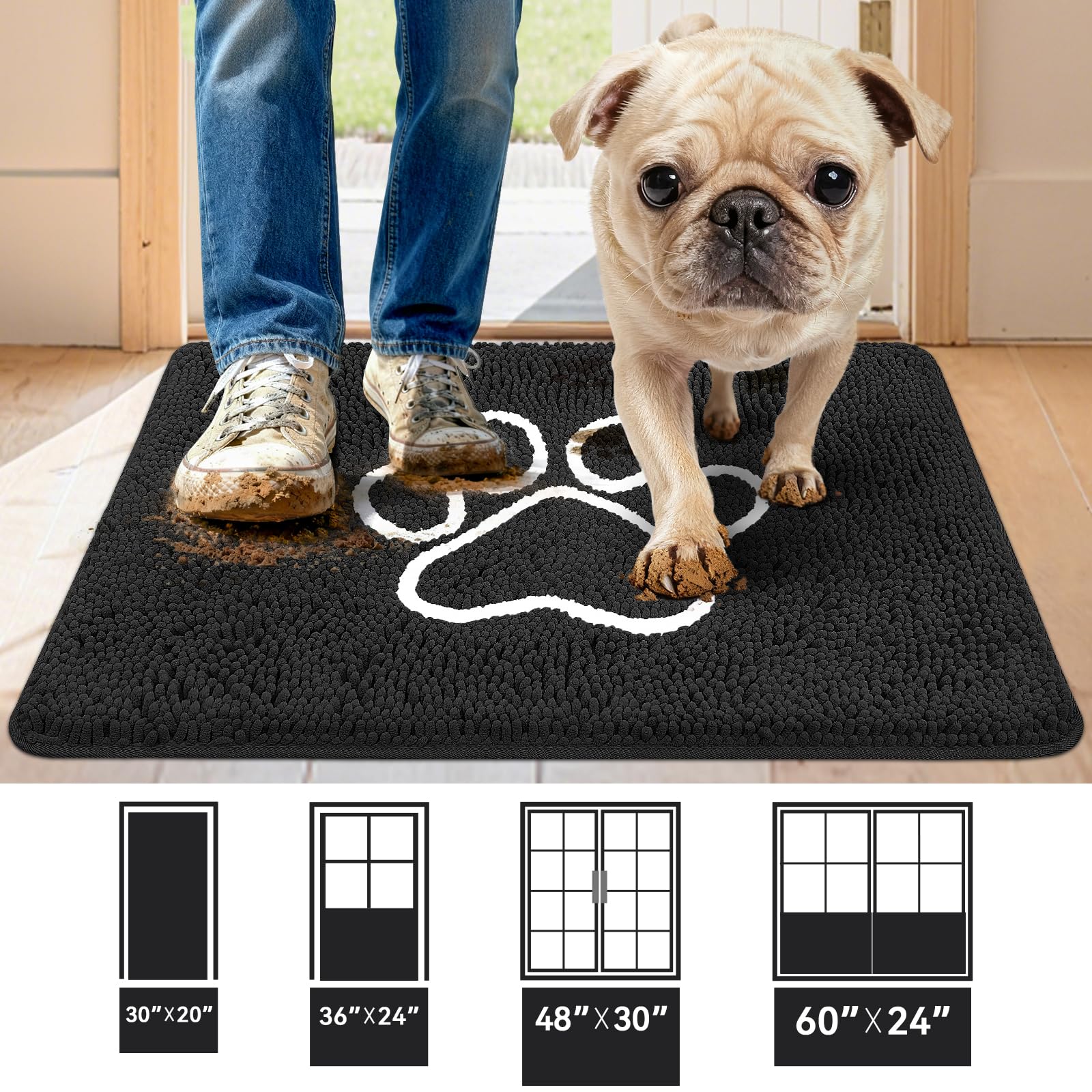 Bcoimo dog door mat anti-slip-back secures placement on smooth floors.