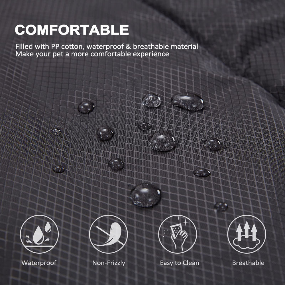 BDEUS water-resistant dog mat folded for travel and quick cleanup.