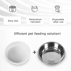 BeaAiwa cat wet-food serving bowls white—neat setup for tidy feeding.
