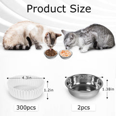 BeaAiwa stainless steel pet bowls 2 pcs—durable bowls for repeated use.