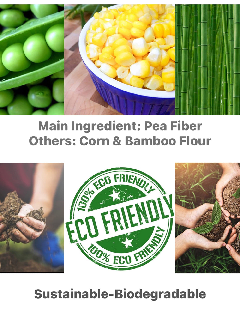 Beans Royale pea-fiber-ingredients close-up emphasizes natural base for healthier litter.