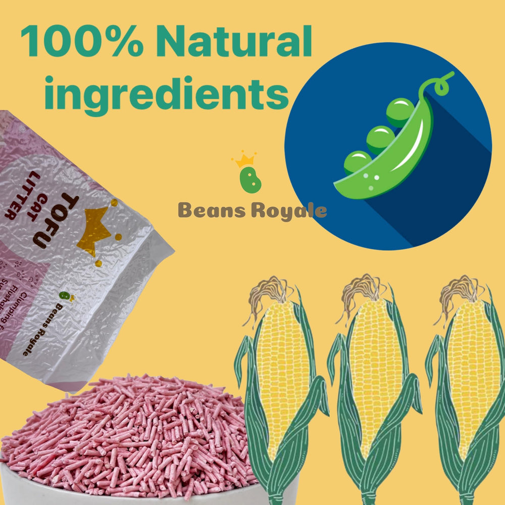 Beans Royale tofu cat litter pack-inside highlights value and volume for busy homes.