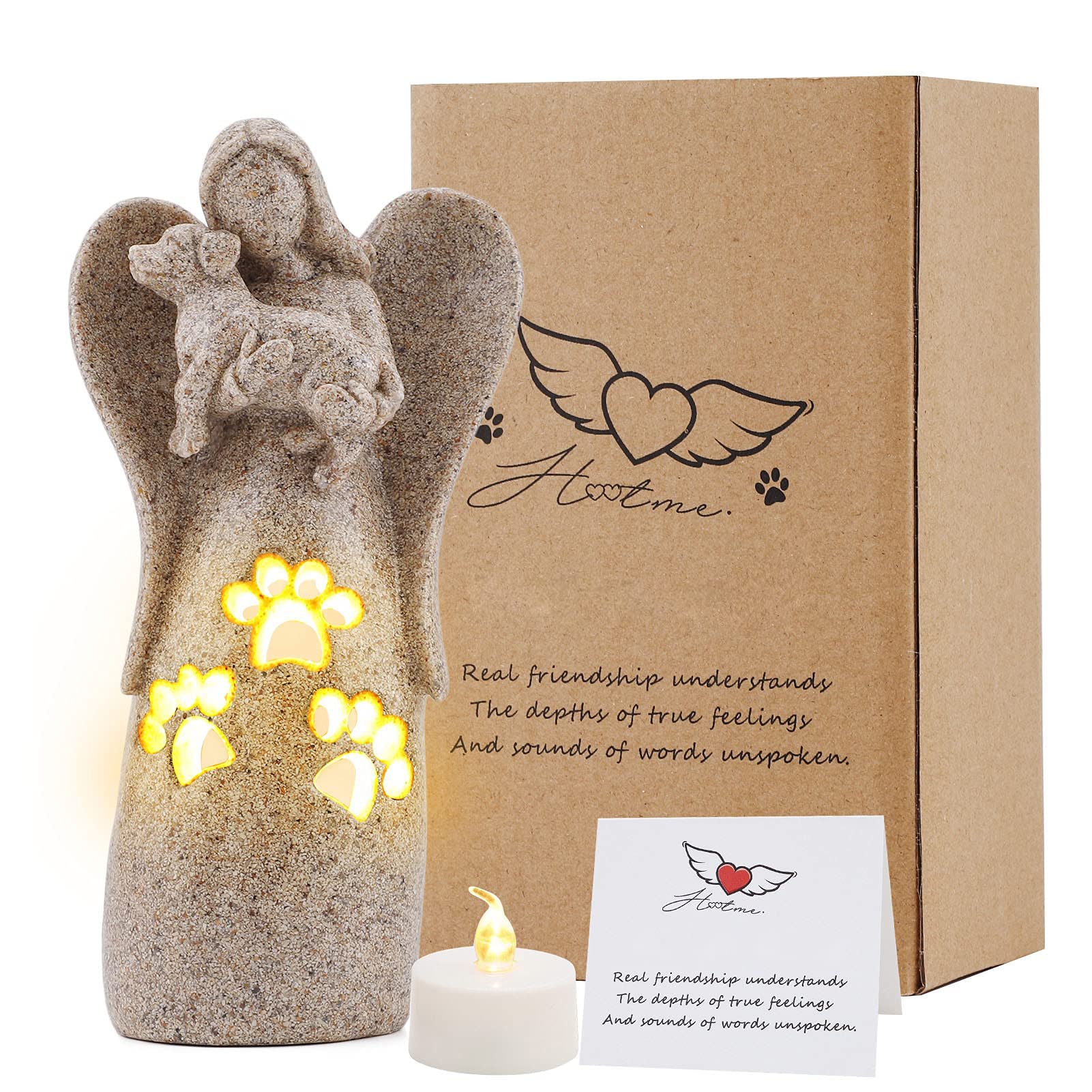 Bearae dog memorial angel candle holder highlights comforting remembrance with warm ambient light