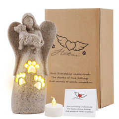 Bearae dog memorial angel candle holder highlights comforting remembrance with warm ambient light