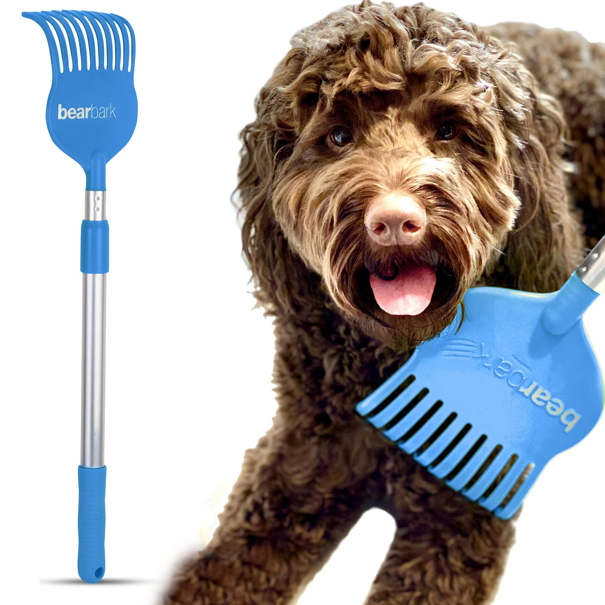 Bearbark extendable scratcher with long reach for back-friendly dog grooming