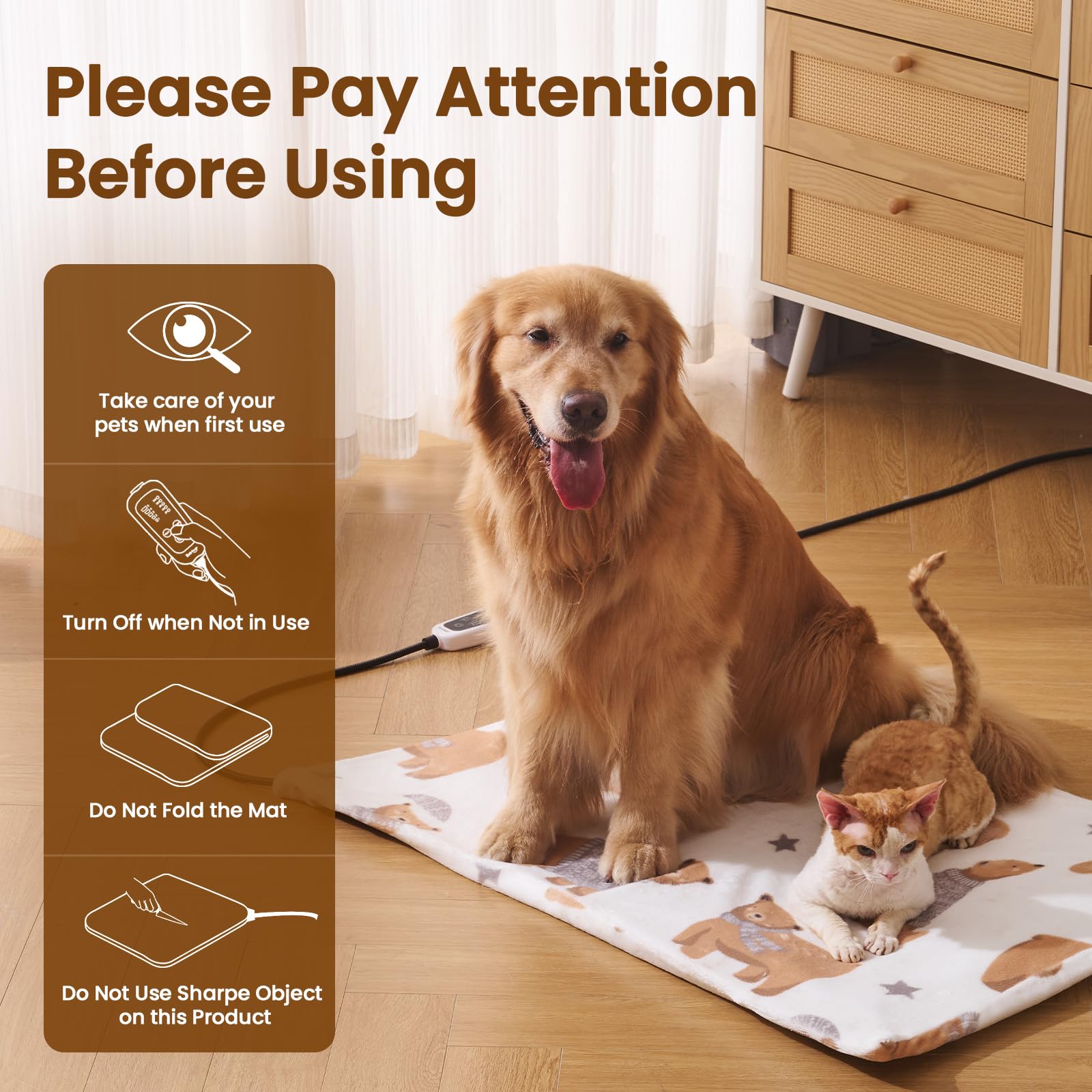 Bearhug five heat settings image emphasizes customizable warmth for different pets.