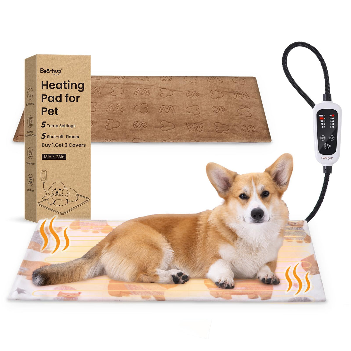 Bearhug heated cat bed 28x18 front view offers cozy warmth for chilly evenings.