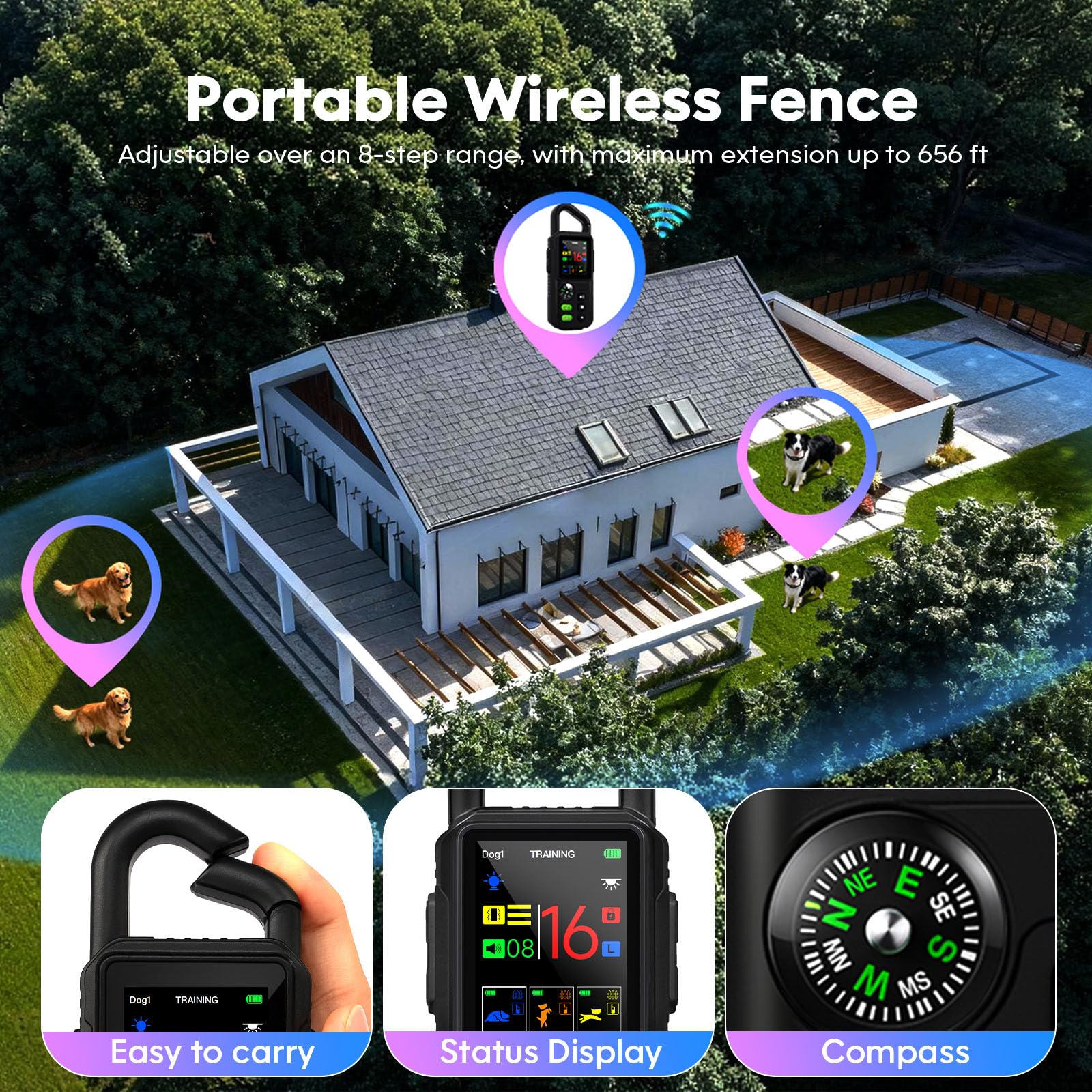Beatails wireless fence remote illustrating precise control up to 3280 ft